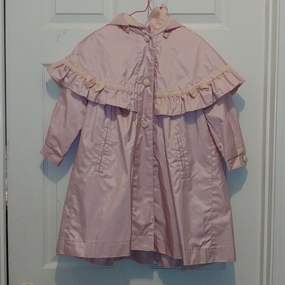 Rothschild pink pea coat with removable hoodSz 4 - Picture 1 of 6
